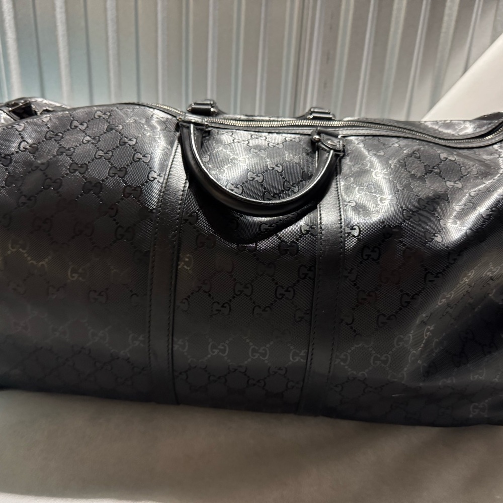 Gucci Black Monogram Men's Duffel Bag